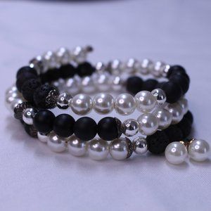 Handmade Memory Wire Wrap Bracelet / Earring Set